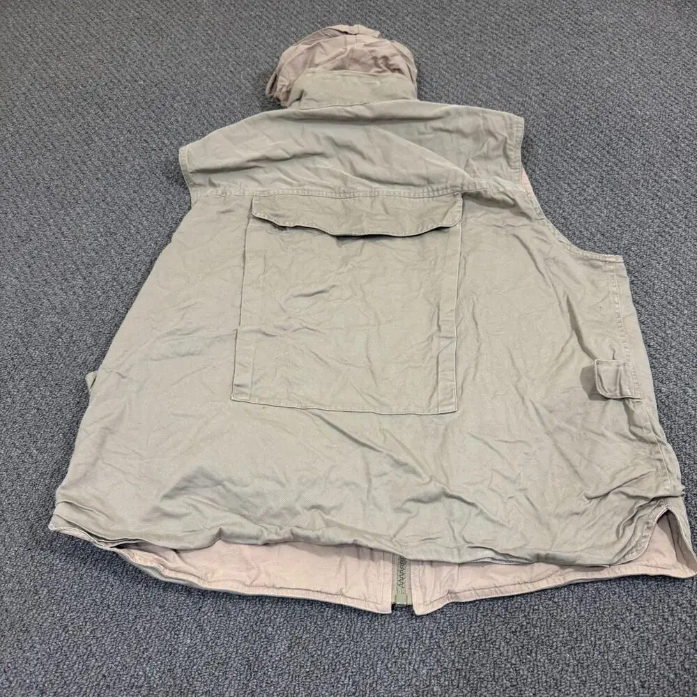 Vintage Hunting Shooting Vest Mens Tan Beige Fox Outdoors Hidden Hoodie